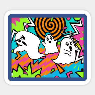 Funny Little Ghosts Halloween Sticker